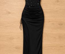 Black Strapless Debs / Prom Dress Full Length Glitter Ball Gown size 12