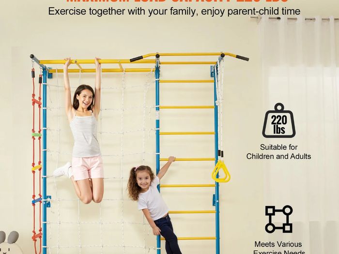 Wall Gym for Kids 7 in 1 Steel Indoor Kids Gym for Exercise Climbing Toys