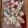Vintage Mid Century Sea Shells in a Teak Shadow Box with Floral Design Image 2