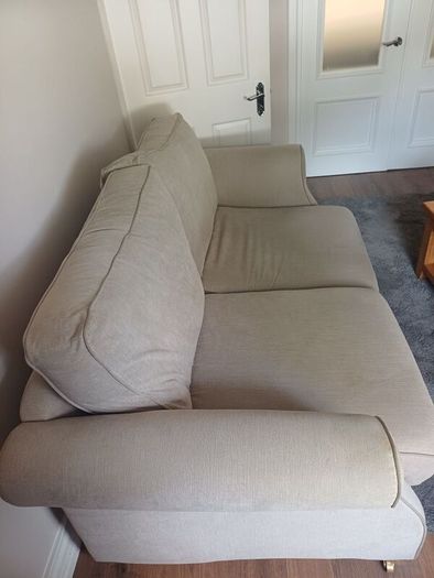 Beige Fabric 3 Seater Sofa