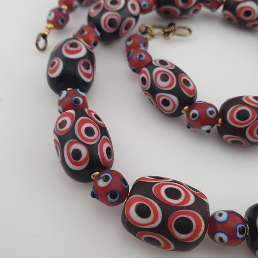 Antique Venetian Style Eyes Glass Big Beads Necklace