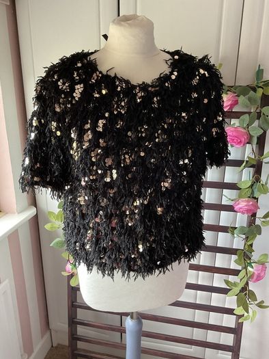 top bnwot elli white top size large black occasion wear top with embellishment