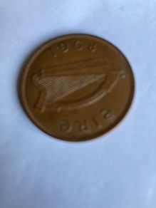 Irish Penny coin 1968