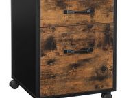 main image for ad Pedestal with 2 drawers on casters, Mobile Office Storage, for Documents, A4 Format, Hanging files, Industrial Style, Rustic Brown and Black