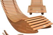 Garden Lounger  Swing Lounger FSC Certified Acacia Wood Ergonomic Pre-Assembled Slats Rocker Function Garden Lounger Sun Lounger Sauna Lounger, brown