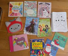 Various Colouring books & big bundle of lose sheets