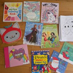 Various Colouring books & big bundle of lose sheets