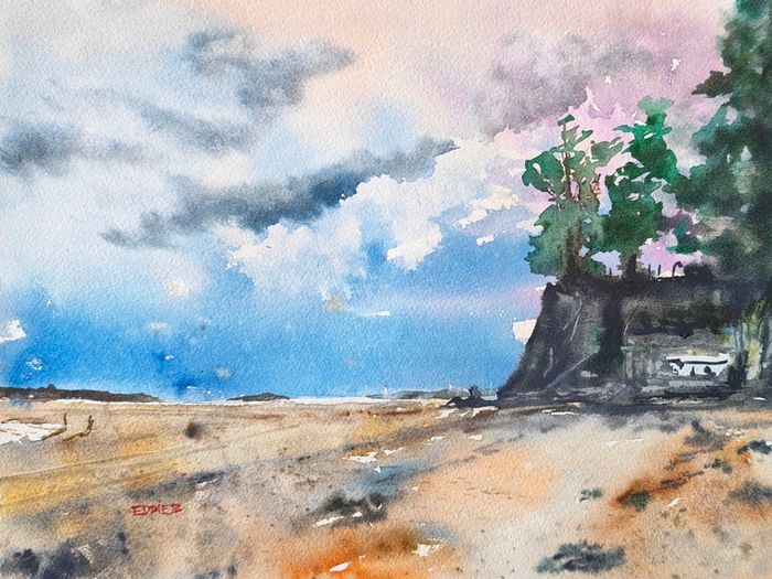 burrow beach Sutton watercolour