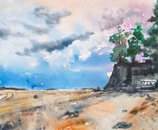 burrow beach Sutton watercolour