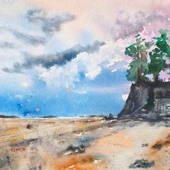 burrow beach Sutton watercolour