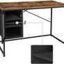 _Computer Desk with Mesh Door and Adjustable Shelf Industrial Steel Frame Vintage Brown/Black Image 5