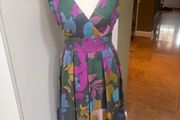 WAREHOUSE 100% Silk Wrap Dress UK 8 Floral Wedding Guest