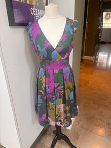 WAREHOUSE 100% Silk Wrap Dress UK 8 Floral Wedding Guest