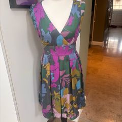 WAREHOUSE 100% Silk Wrap Dress UK 8 Floral Wedding Guest