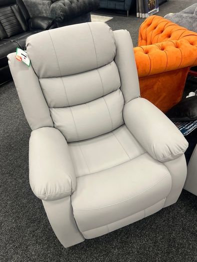 3+2 Light Grey Sorrento Leather Recliner Sofa Set