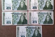 IRELAND - Lot Set of 5 Banknotes: 1 Pound Punt 1980-1989 P 70 (VF-UNC)