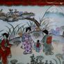 Antique Nippon Japanese Hand Painted Geisha Rectangular Plate 11" x  6,5" Image 7
