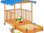 Kids Playhouse with Sandbox Fir Wood Blue UV50