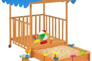 Kids Playhouse with Sandbox Fir Wood Blue UV50
