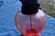 Vintage red bowl oil lamp