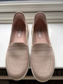 skechers beige slip ons
