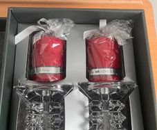 Candle Holder with Red Candle, Pair