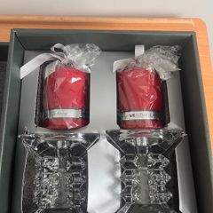 Candle Holder with Red Candle, Pair