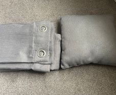 Grey heavy curtains with cushion 72x72