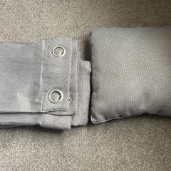 Grey heavy curtains with cushion 72x72