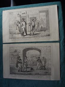 2 x Mid 19th Century Engraved Caricatures by George Cruikshank