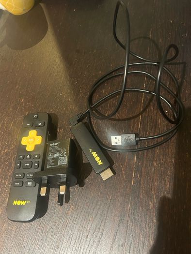 NOW TV Roku Streaming Stick Set Remote + Stick + Plug + Cable