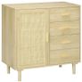 Rattan sideboard with caned-door cabinets and 4 drawers, 80 x 38 x 80.5 cm, natural wood effect Image 5