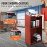 Podium Stand, 47 in Hostess Stand with 4 Rolling Wheels, Wood Podium with Storage Shelves, and Slant Desktop, Lecterns & Podiums for Church Image 2