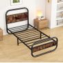 3ft Single Bed Frame with Headboard,Oval-Shaped Image 5