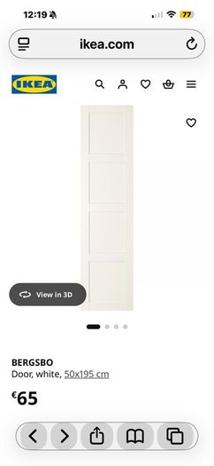 IKEA White Wardrobe Door - New