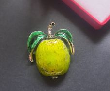 Green Apple Brooch, Shimmery Enamel Nature Fruit Pin Badge Broach Mediterranean Botanical Tropical Jewellery & Accessories