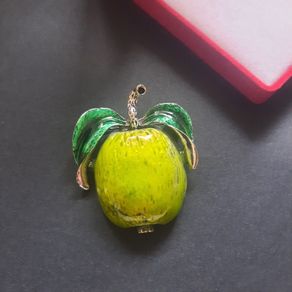 Green Apple Brooch, Shimmery Enamel Nature Fruit Pin Badge Broach Mediterranean Botanical Tropical Jewellery & Accessories