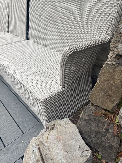 Huge Outdoor Living corner sofa and grey cushions .Please read
