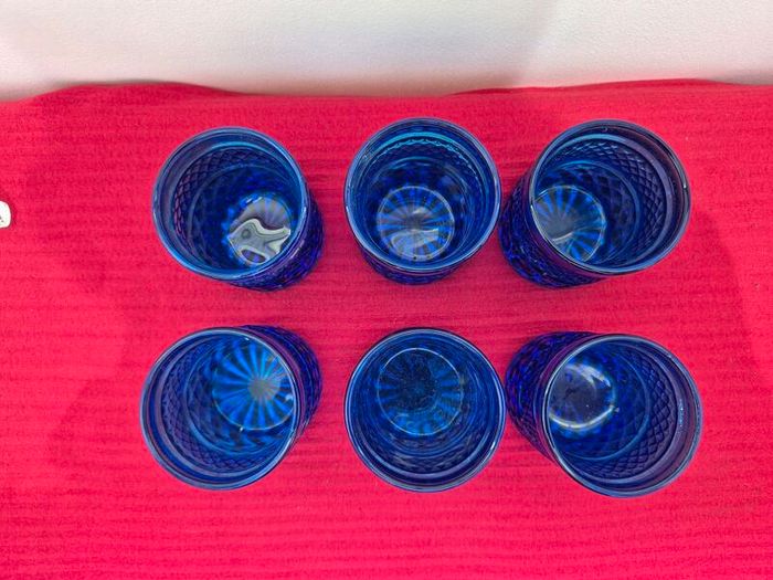 Vintage Anchor Hocking Blue Wexford Tumblers Set of 6