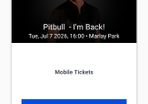 Two Pitbull front standing tickets