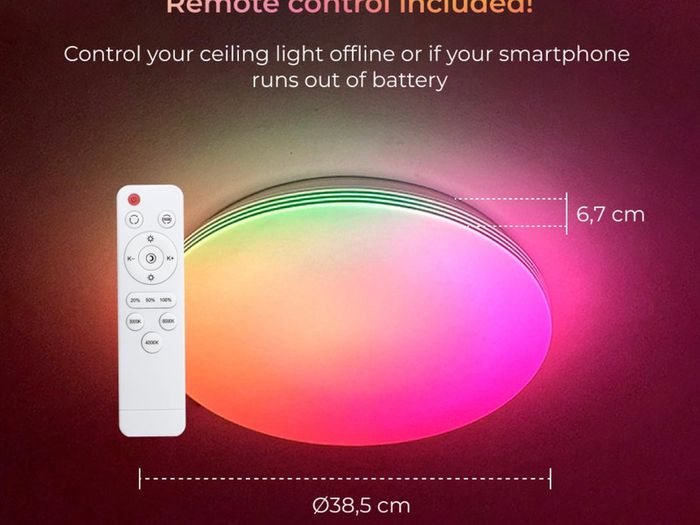 Smart LED ceiling light, RGBIC + CCT, iLink app