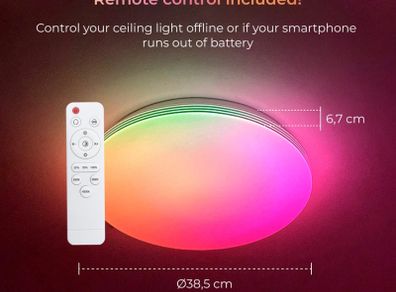 Smart LED ceiling light, RGBIC + CCT, iLink app