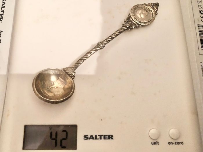 Antique Portuguese Silver Coin Souvenir Spoon
