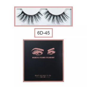 Magnetic Eyelashes with Magnetic Eyeliner and Tweezer - 3 Pair Set - Long Lashes - Size 6D-45