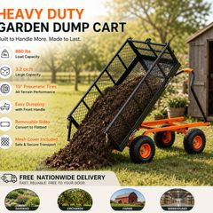 Heavy Duty Garden Dump Cart  880 lb Capacity Yard Wagon with Removable Sides & Easy Tip Function