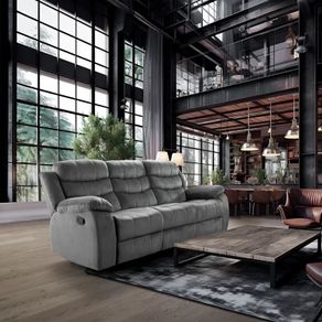 3 Seater Fabric Recliner Sofa Grey