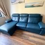 Teal Leather Chaise Sofa Image 2