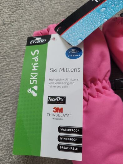 BNWT Girl's Ski Mittens, size: 3-4 years