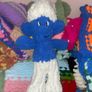 Chunky Knit Smurf Plushie. Large 29inch tall Chenille Yarn Doll Image 9
