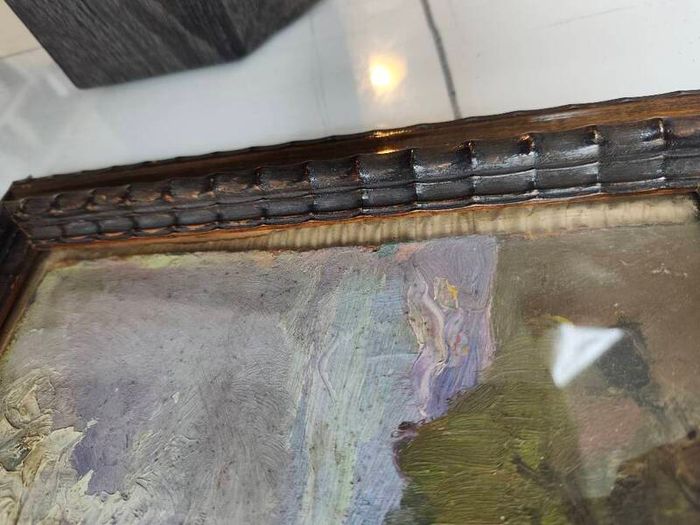 Oil on wood landscape